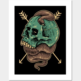 skull and snake Posters and Art